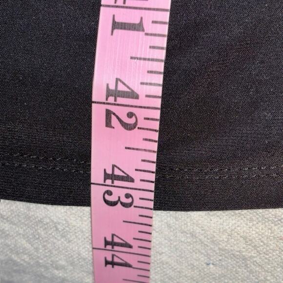 CHAPS Black Faux Wrap Midi Knit Dress with "Leather" sides - Picture 5 of 12